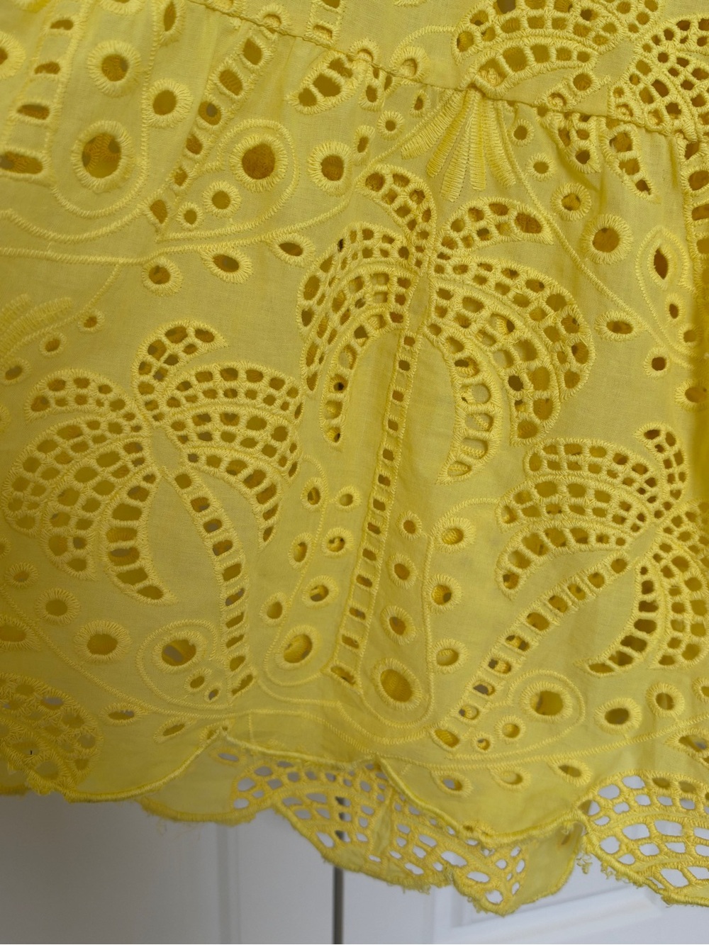 🌸FARM Sunny Yellow Eyelet Tie-Front Maxi Dress size S Boho Chic Resort Coastal - Picture 9 of 15